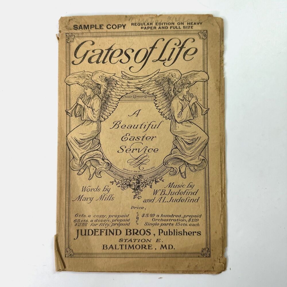Antique 1918 Gates Of Life Easter Service Sample Copy Music Booklet Judefind